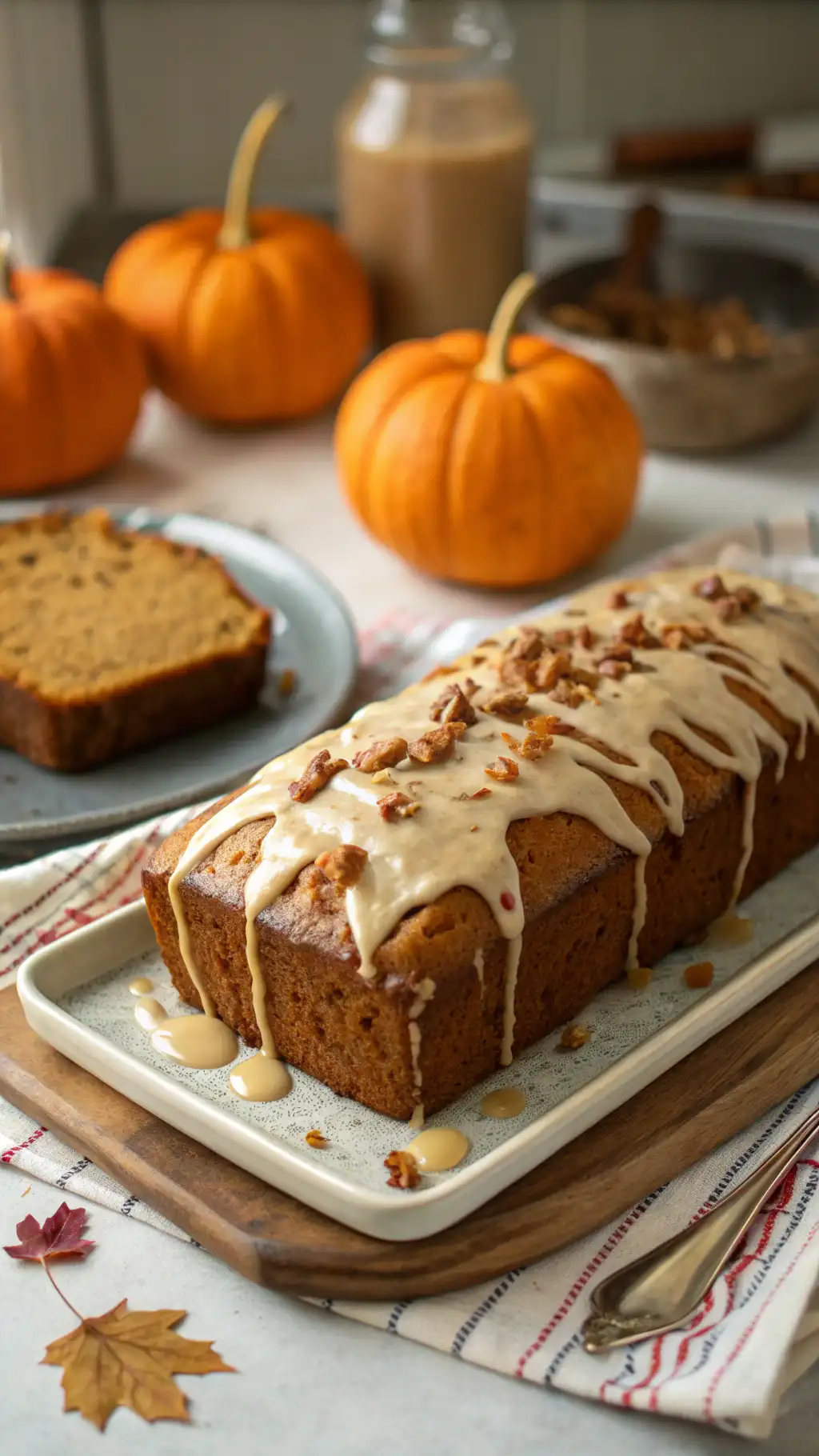 Pumpkin Bread with Brown Butter Maple Icing