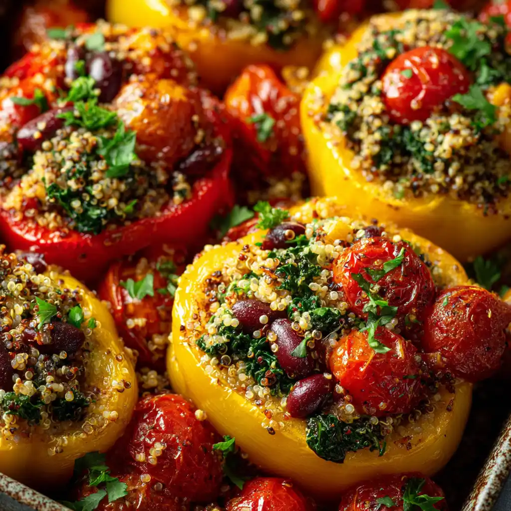 Plant Based Recipes: 7 Easy Meals to Boost Your Health Today 2 u3316835771 Close up of baked bell peppers stuffed with quino 9487adb1 99db 43a4 b5a3 2949281391c9 0 compressed