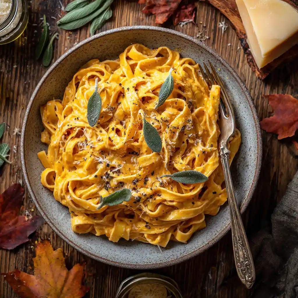 Creamy Pumpkin Pasta Recipe: How to Make 5 Delicious Fall Dishes 3 u3316835771 Overhead shot of a large shallow ceramic bowl fil 46c274e8 2f14 4368 bd32 9a90abb68d89 2 compressed