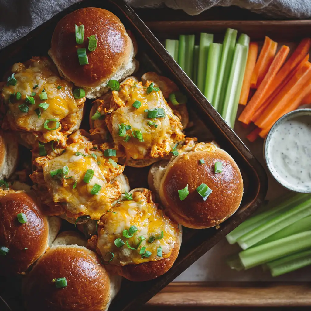 Buffalo Chicken Sliders: 5 Best Recipes You Need to Try Today 2 u3316835771 Prompt Close up overhead shot of golden brown Buf 853d2d23 7556 40cf b812 476953403267 1 compressed