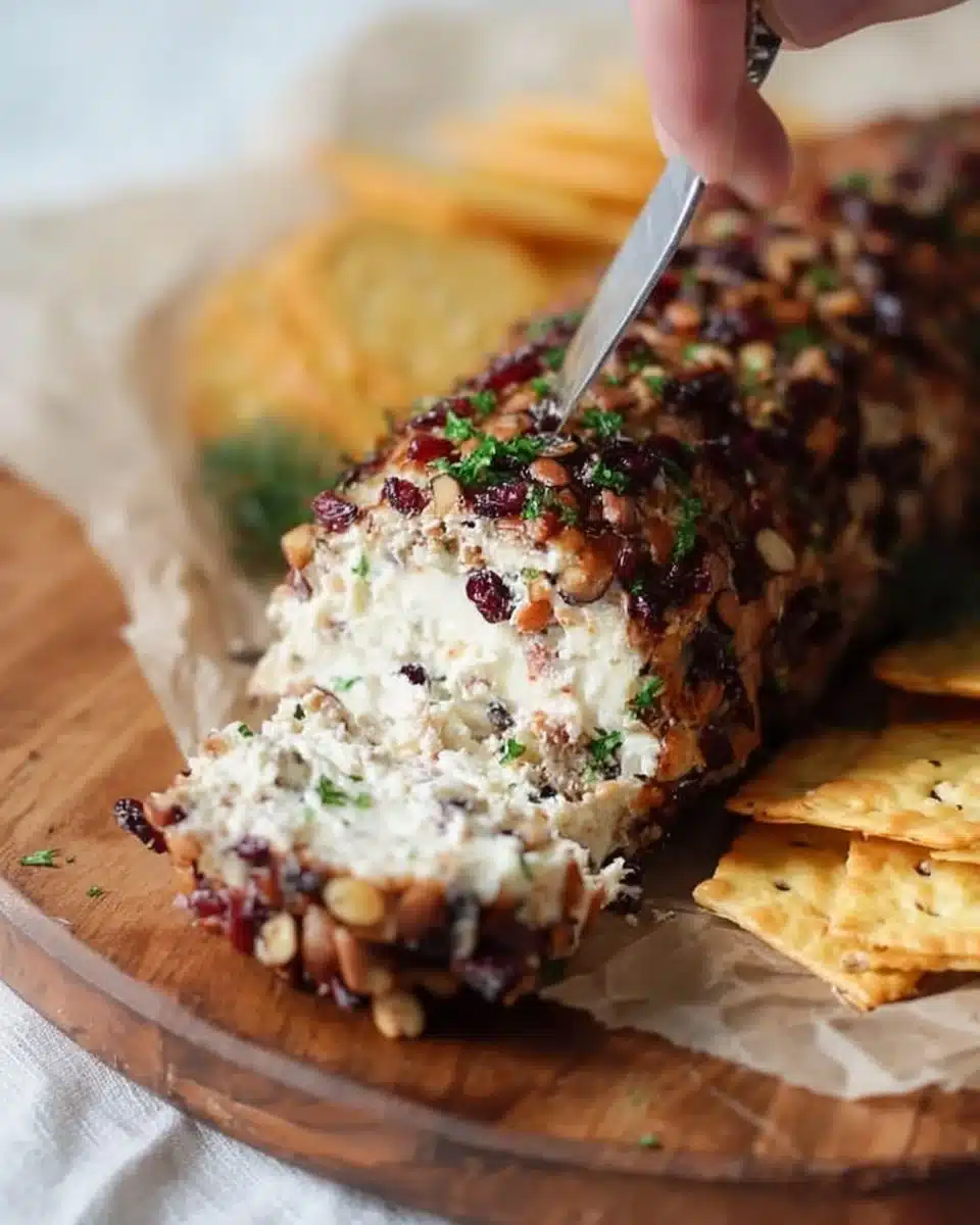 Delicious easy cheese log appetizer for parties and gatherings