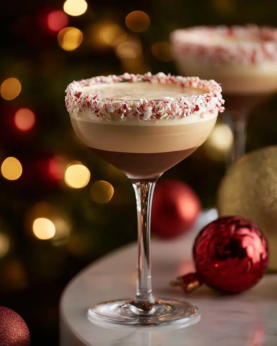 Delicious Peppermint Espresso Martinis served in elegant glasses