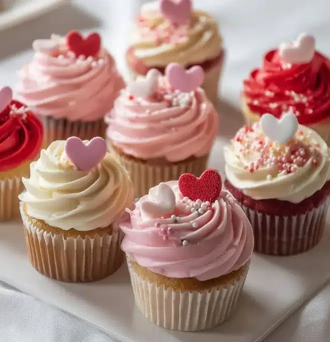 Colorful Swiftie Cupcakes decorated with music notes and glitter for fans.