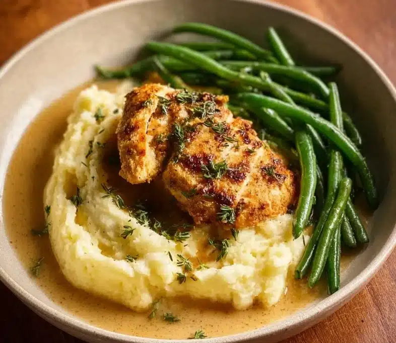 Creamy garlic parmesan chicken breast with herbs and spices