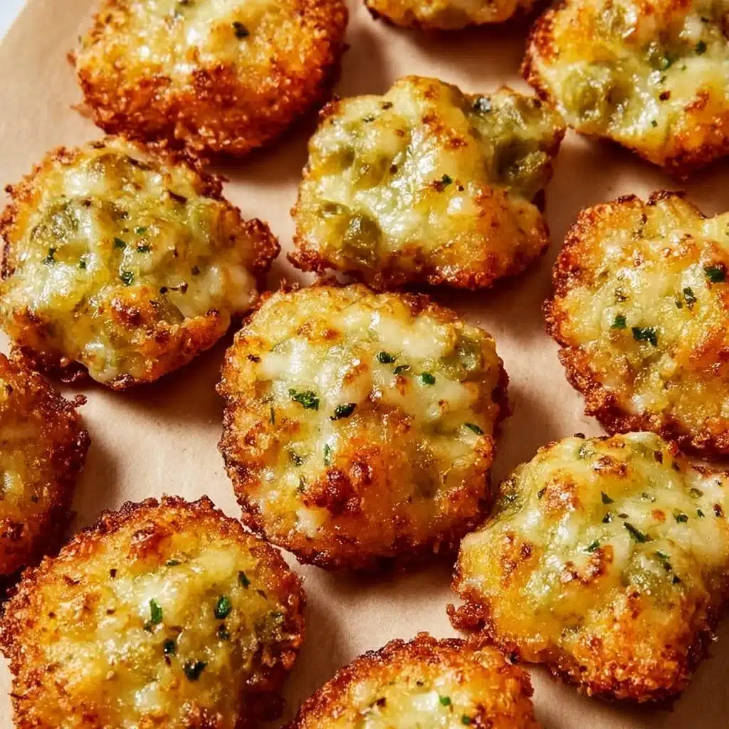 Crispy pickle cheese bites served as a tasty appetizer