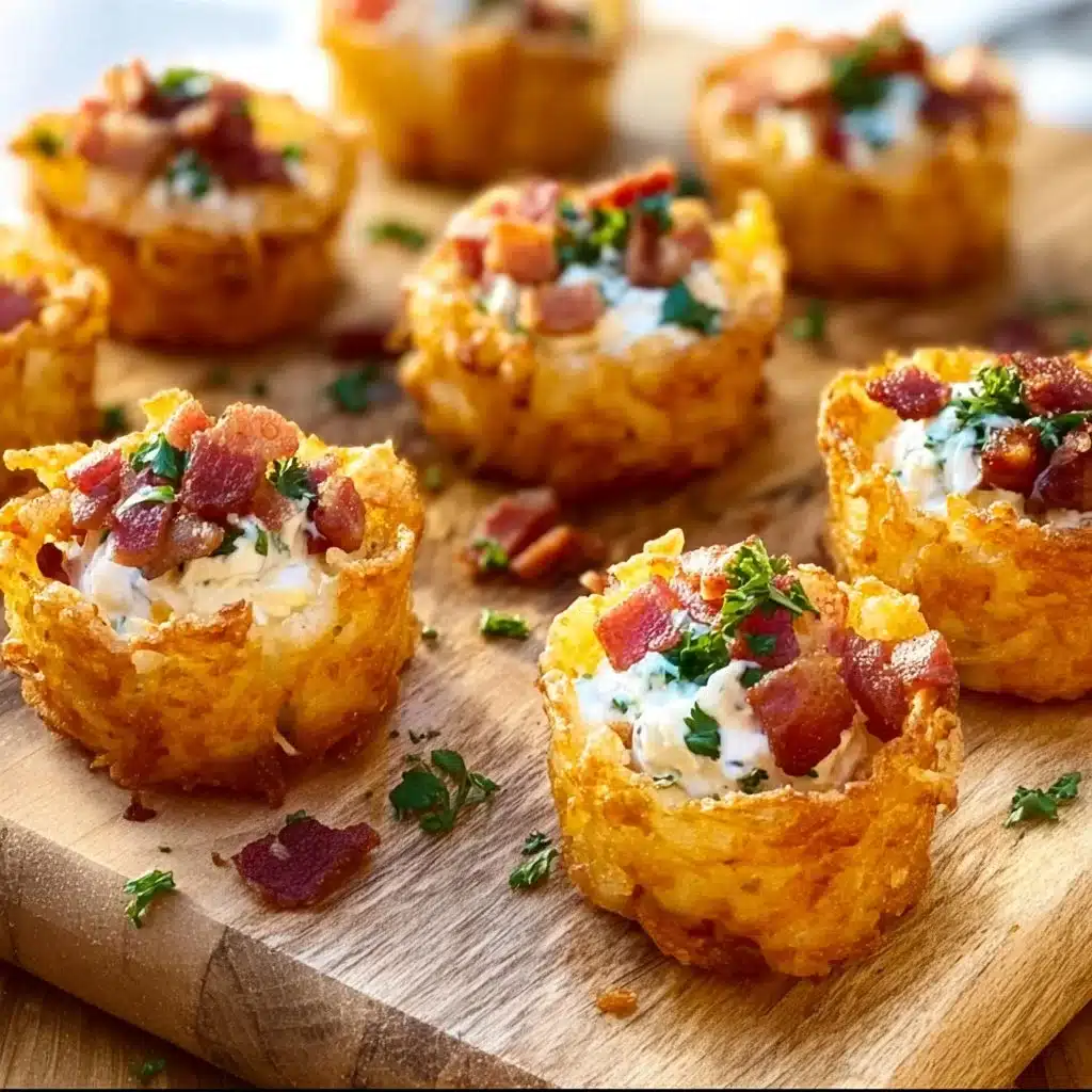 Loaded tater tots appetizers topped with cheese, bacon, and green onions.