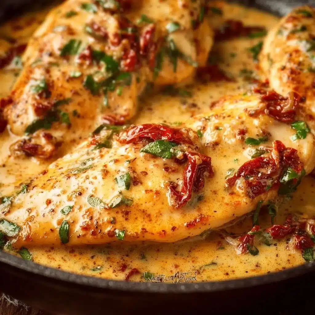 Creamy Marry Me Chicken served with herbs and spices on a plate